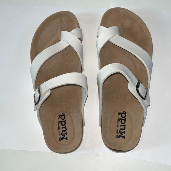 Mudd Sandals White Strap Flip Flops Slip On Shoes Women's - Picture 3 of 4